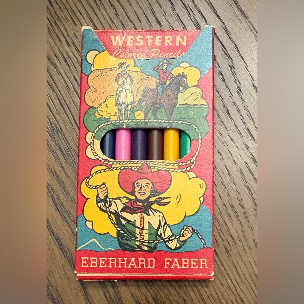 Vintage Eberhard Faber Western 8
Colored Pencils w/original Hemphill's
Sticker